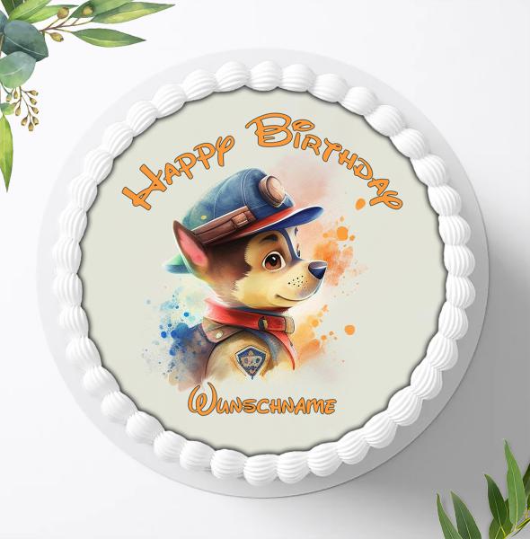 Preview: Paw Patrol Tortenaufleger mit Wunschnamen Ø 20cm, 1032z